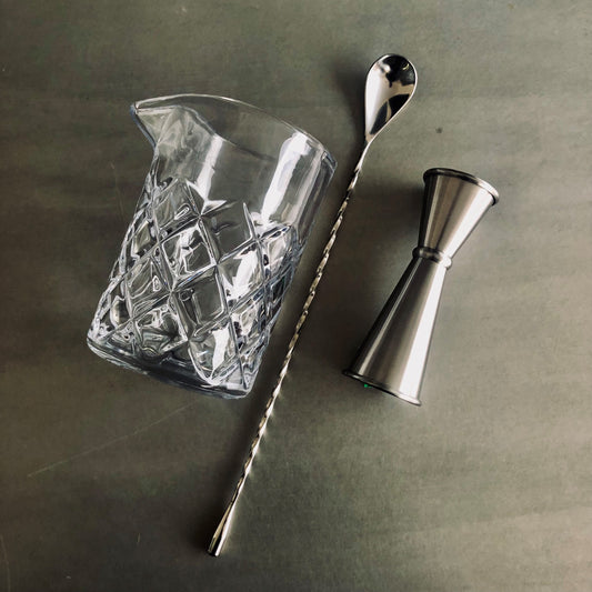 Cocktail Mixing Kit (Mixing Glass, bar spoon & jigger)